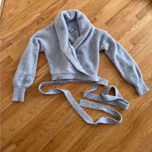 Revolve gray wrap sweater boucle ballerina sweater - Picture 1 of 7